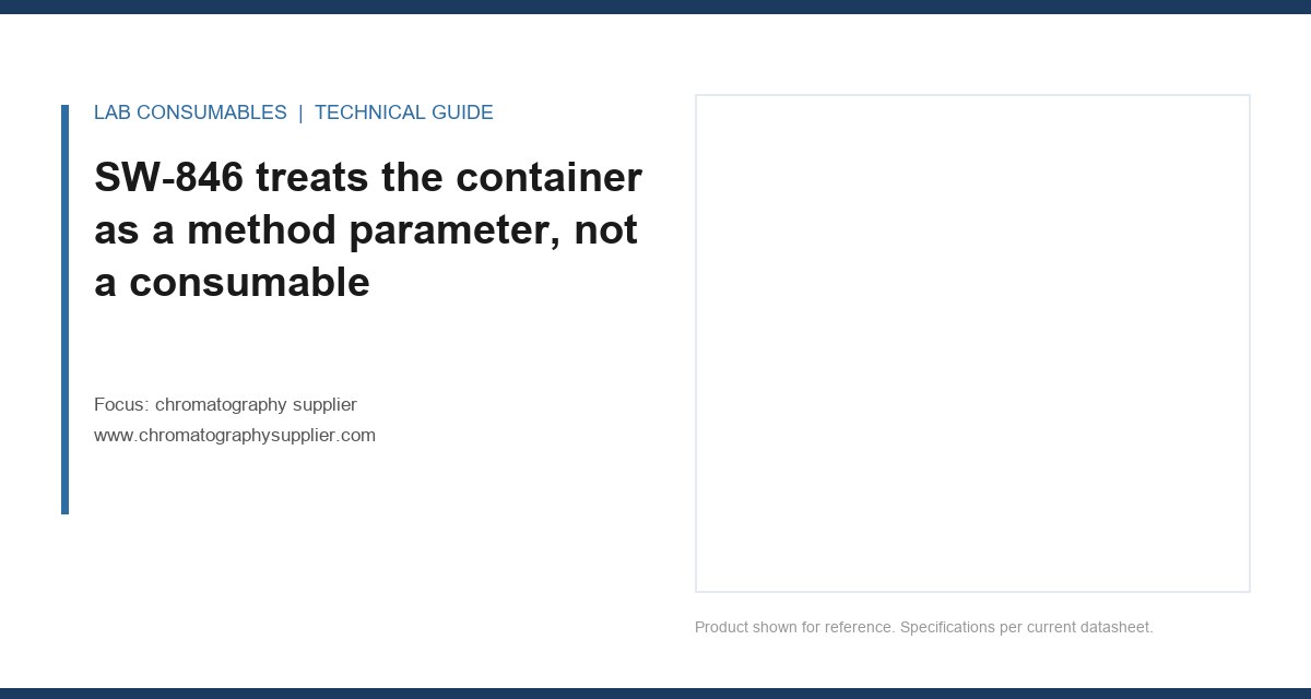 SW-846 treats the container as a method parameter, not a consumable